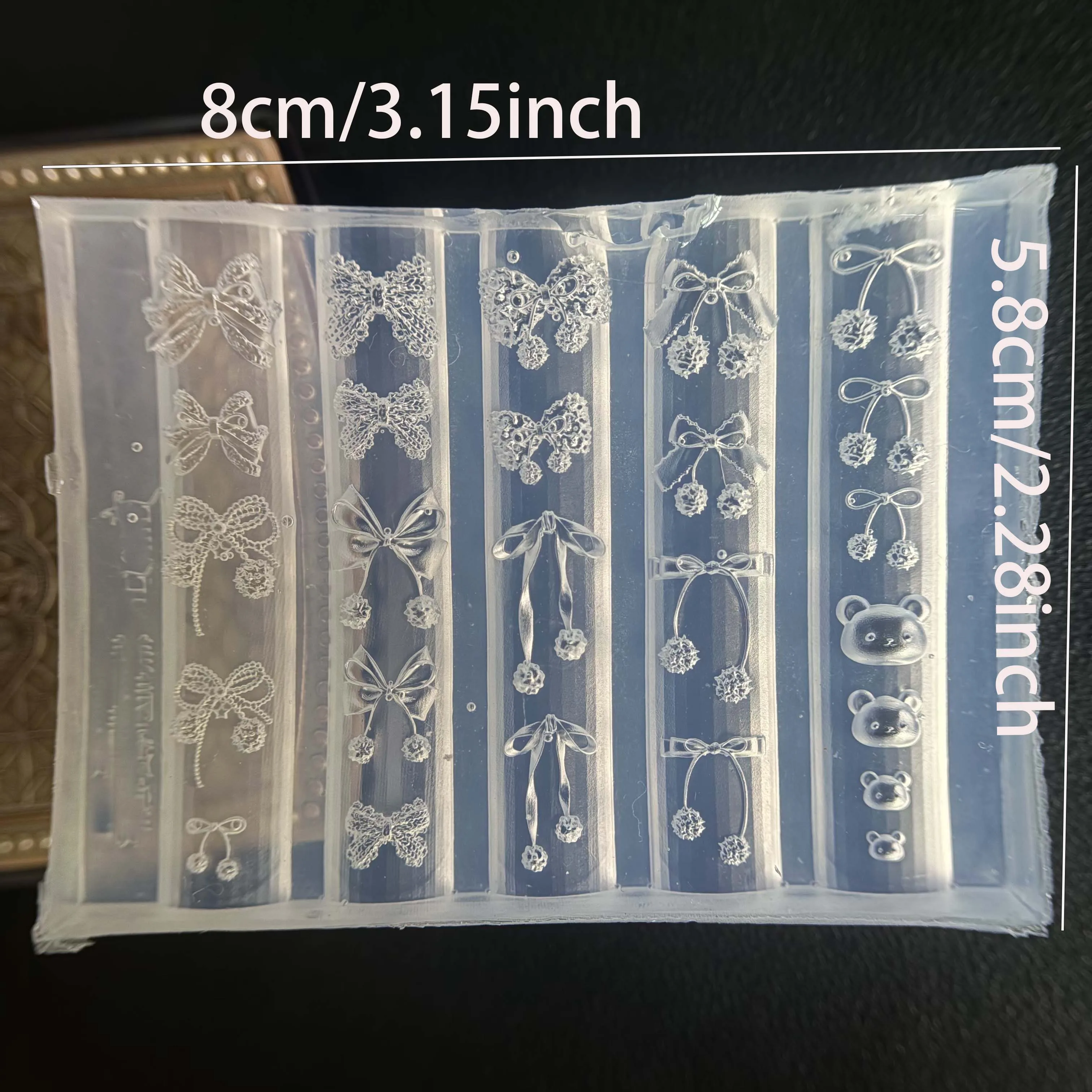 DIY Silicone Mold for Nail Art Decorations -Lily Flowers Knot Snowflake Chain Cherry 3D Transparent Carving Molds for Manicure