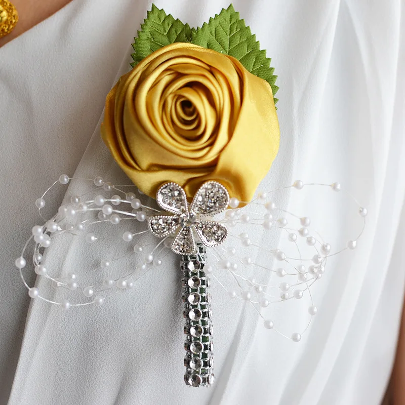 Pearl Sash Paars Rose Bloemen Boutonieres Pols Corsage Bruidsmeisje Wedding Party Deco Huwelijk Accessoires