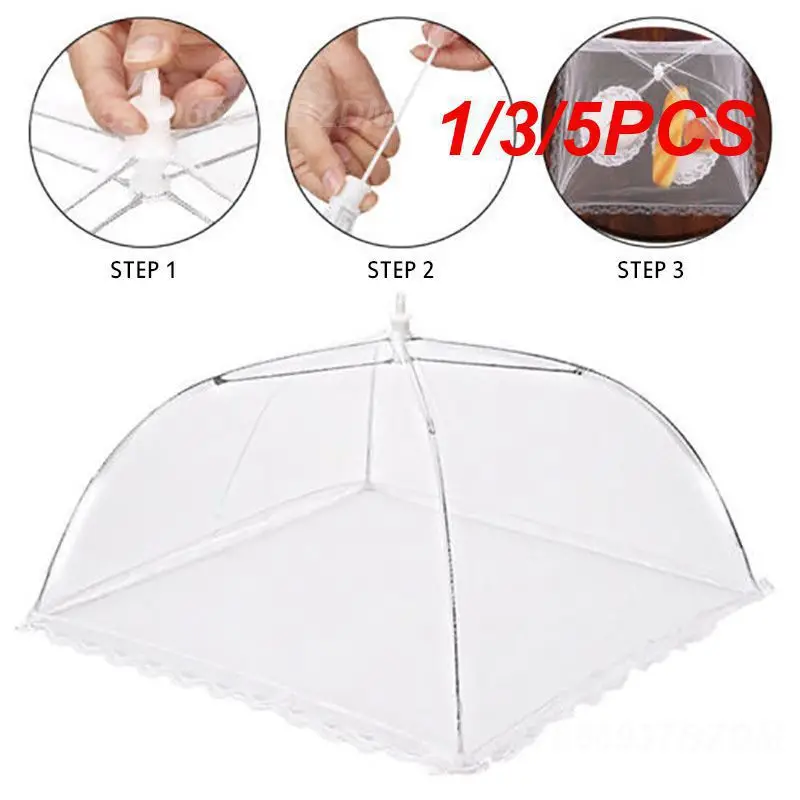 1/3/5PCS Household Umbrella Food Cover Picnic Barbecue Party Anti Mosquito Fly Cover Portable Lace Table Food Covers Kitchen