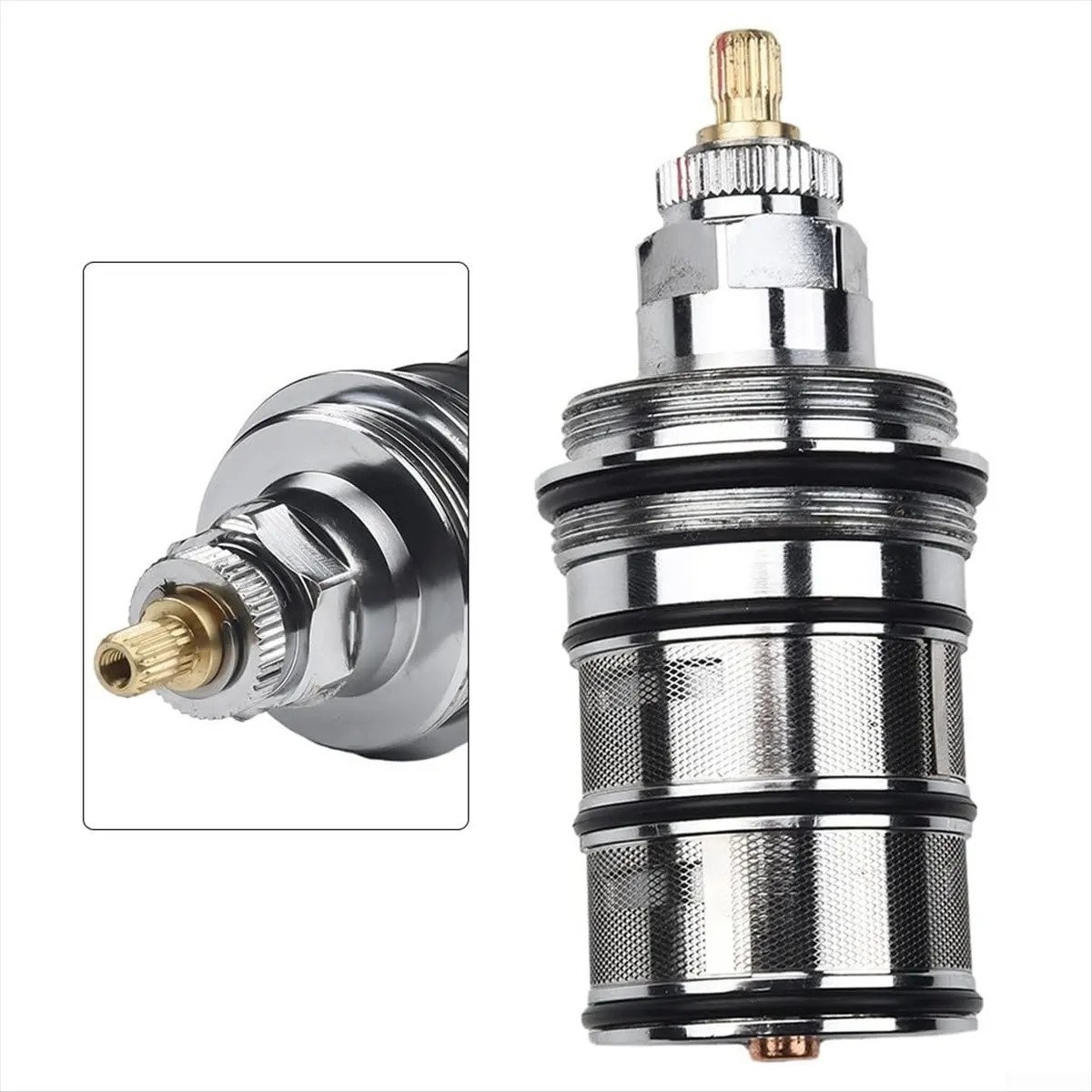 Bathroom Thermostatic Valve Spool Brass Faucet 4.37Inch Replacement Part Temperature Control 20-48°C GP0000250