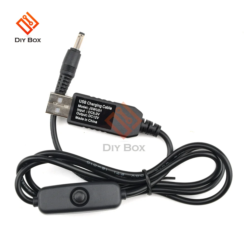 USB Power Boost Line DC 5V to DC 5V 9V 12V Step UP Module USB Converter Adapter Cable with Switch Plug Length 1m