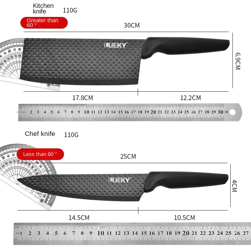 High Quality Kitchen Knife Set 6 Pcs Chef Slicing Cleaver Paring Knife with Scissors and Peeler Gift Box Non Stick Blade Knife