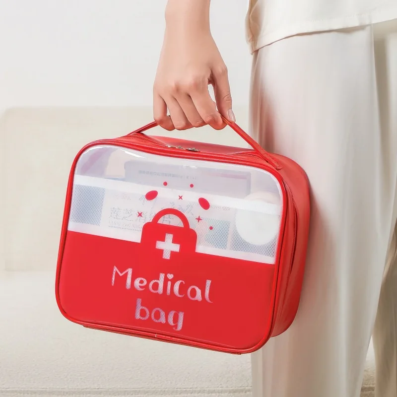 

Large Waterproof Medical Pouch,Transparent Portable First Aid Kit with Handles,Essential Emergency Supplies for Travel,Home,