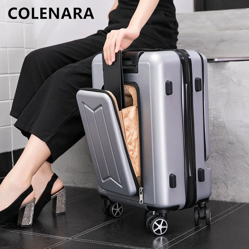 

COLENARA High Quality 20"24 Inch Luggage Women's PC Trolley Case Men's Front Opening Laptop Trolley Case Carry on Suitcase