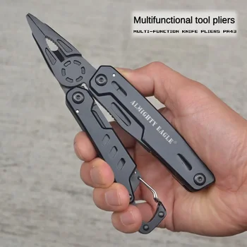 Multi-function knife pliers stainless steel black tool pliers outdoor folding portable multi-purpose needle nose pliers HandTool