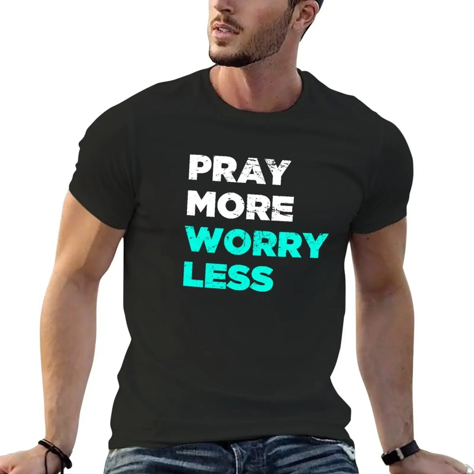 

Pray More, Worry Less | God Christian Jesus T-Shirt oversized t shirt designer shirts designer t shirt men