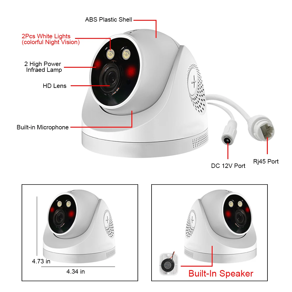 KANTURE 8CH 4K POE NVR Kit CCTV Security System 5MP Two Way Auto Indoor Oudoor POE IP Camera Color Night Video Surveillance set