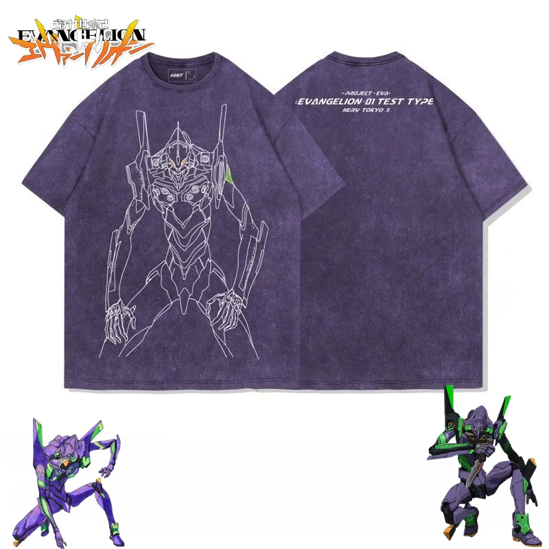 

EVA-01 TEST TYPE Anime Peripheral Cartoon Cute Short Sleeve Creative Personality Summer Unisex Lightweight Large T-shirt Gift