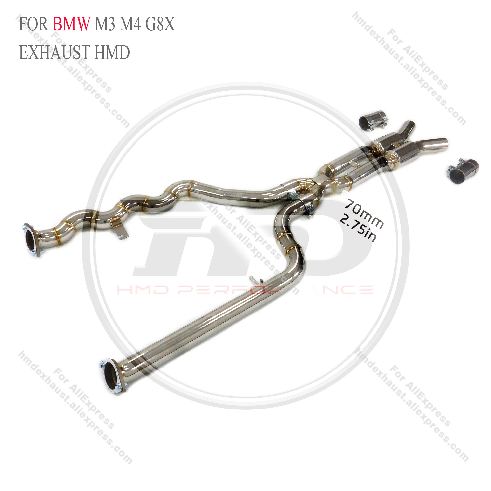 HMD لسيارات BMW M3 M4 G8X SS304 أنبوب متوسط عالي الأداء نظام عادم من الفولاذ المقاوم للصدأ ضمان طويل للسيارة #4