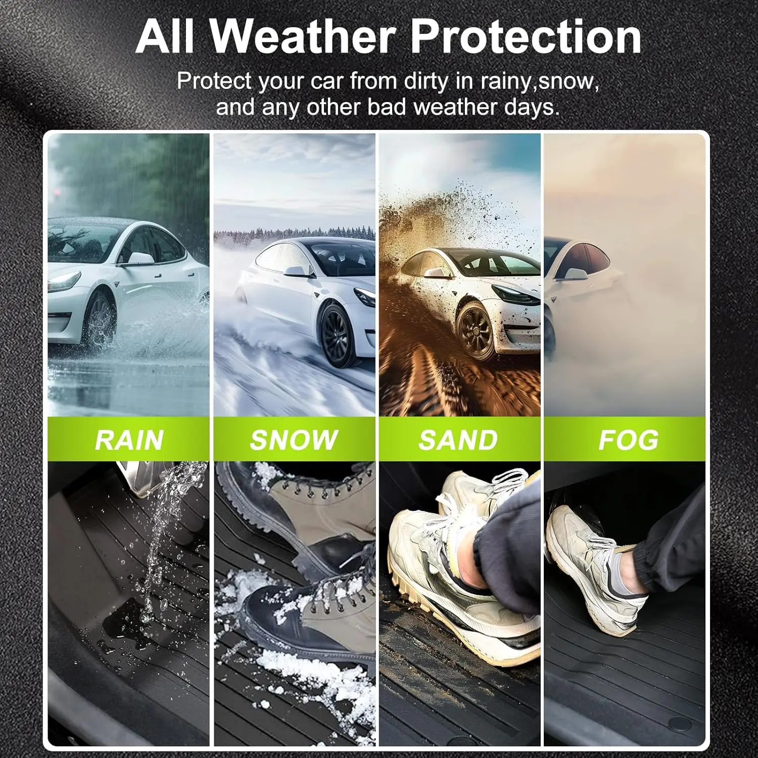 Car Floor Mats All-inclusive Threshold Style Foot Pads Protective Pad For Tesla Model 3 Highland 2024-2026 Foot Pads Trunk Mats view 2