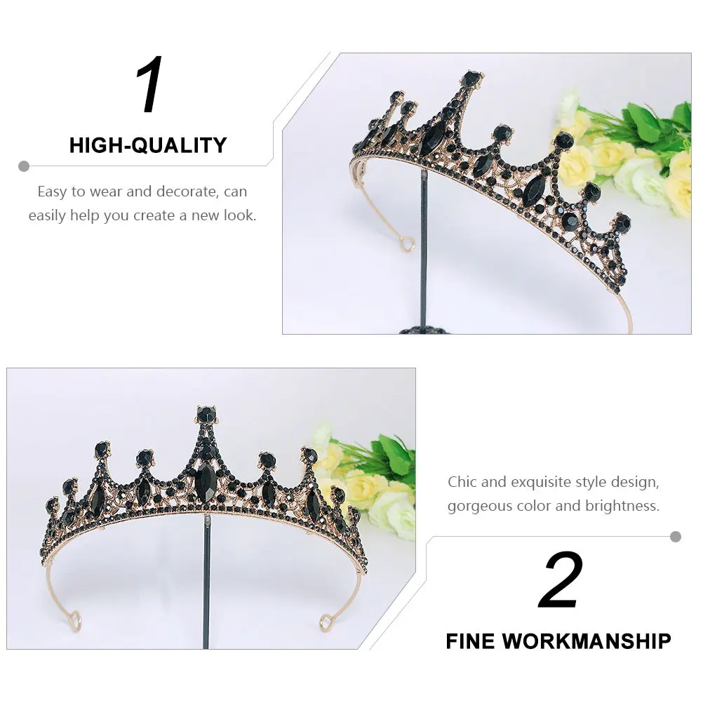 1Pcs Baroque Style Vintage Crown Charming Hair Decoration Bridal Hair-Hoop Crystal Bridal Dress Prop High-End Tiara