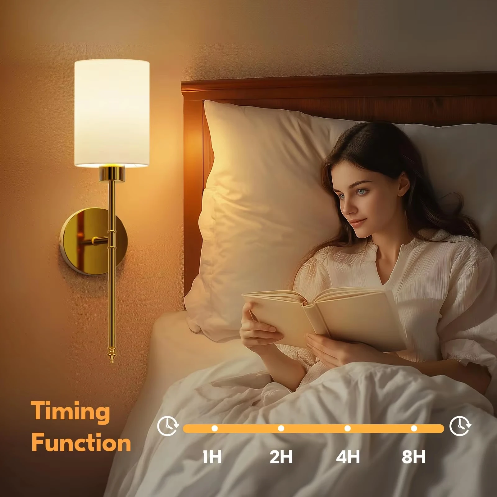 Battery Operated Wall Sconce Set of 2, Gold Wireless Rechargeable Wall Lights with 2200mAh Dimmable Detachable Bulbs and Remote