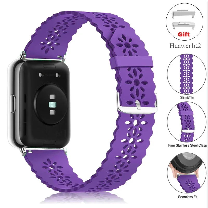 Lace Band For Huawei Watch Fit 2 Strap Smartwatch Replacement Sport waterproof Wrist Bracelet Fit2 Silicone watchband Accessorie