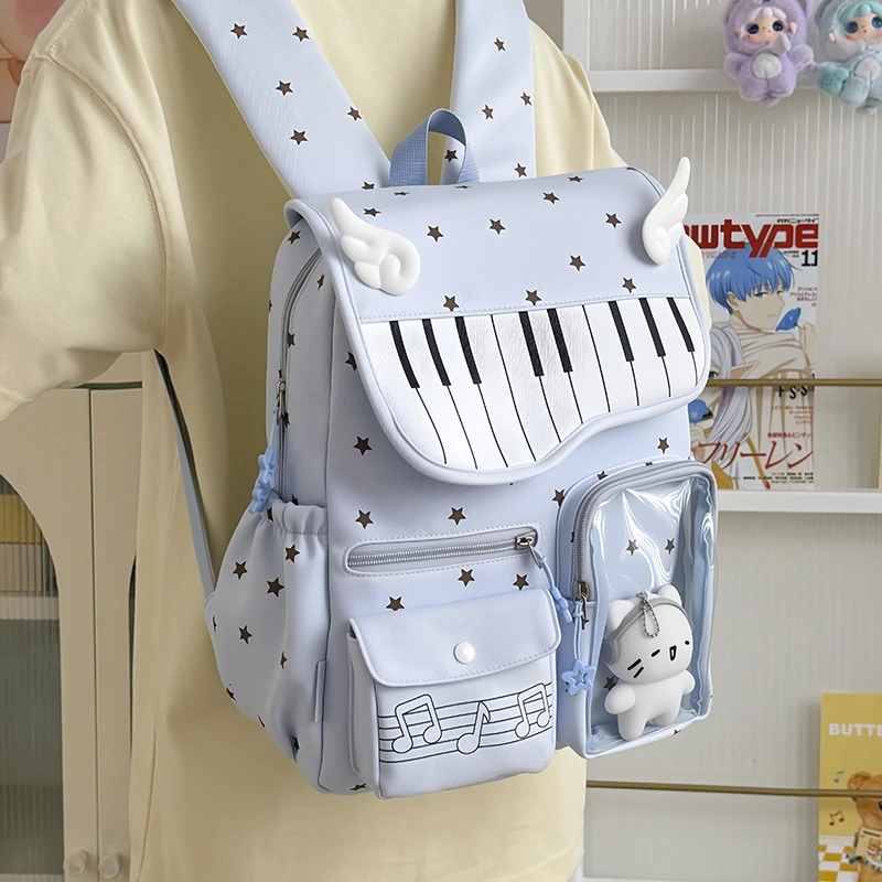 Personalized Piano Mochilas Mujer Polka Dot Print Mochila Large Capaci Bag Trendy Simple Bolsas Backpack Bags for Woman сумка