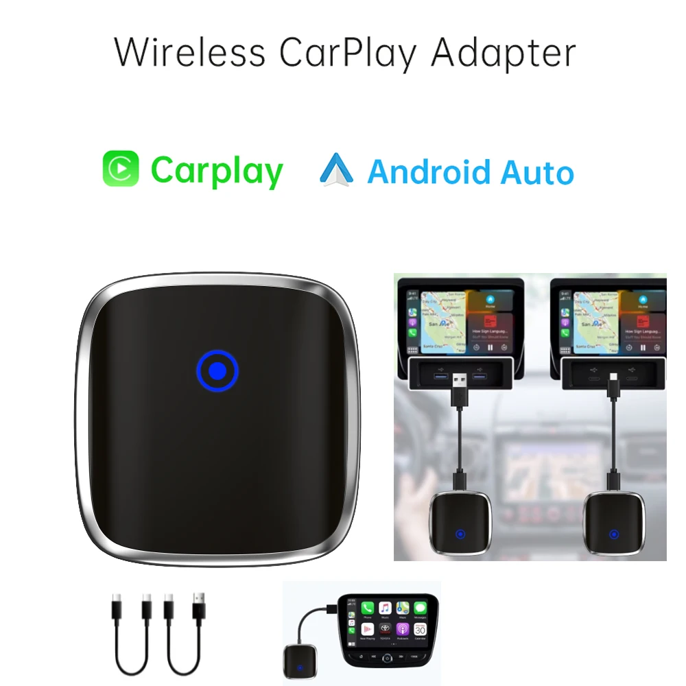 New wireless Carplay AI box WiFi6 Bluetooth 5.0 Plug and Play connection supports wireless Carplay Android Auto Carplay adapter