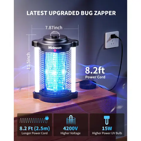 Myggdödande lampa insektsfälla campinglykta USB-timer elektrisk myggsmuggla utomhus insektsdödare 8 best sales myggelektrisk - №4