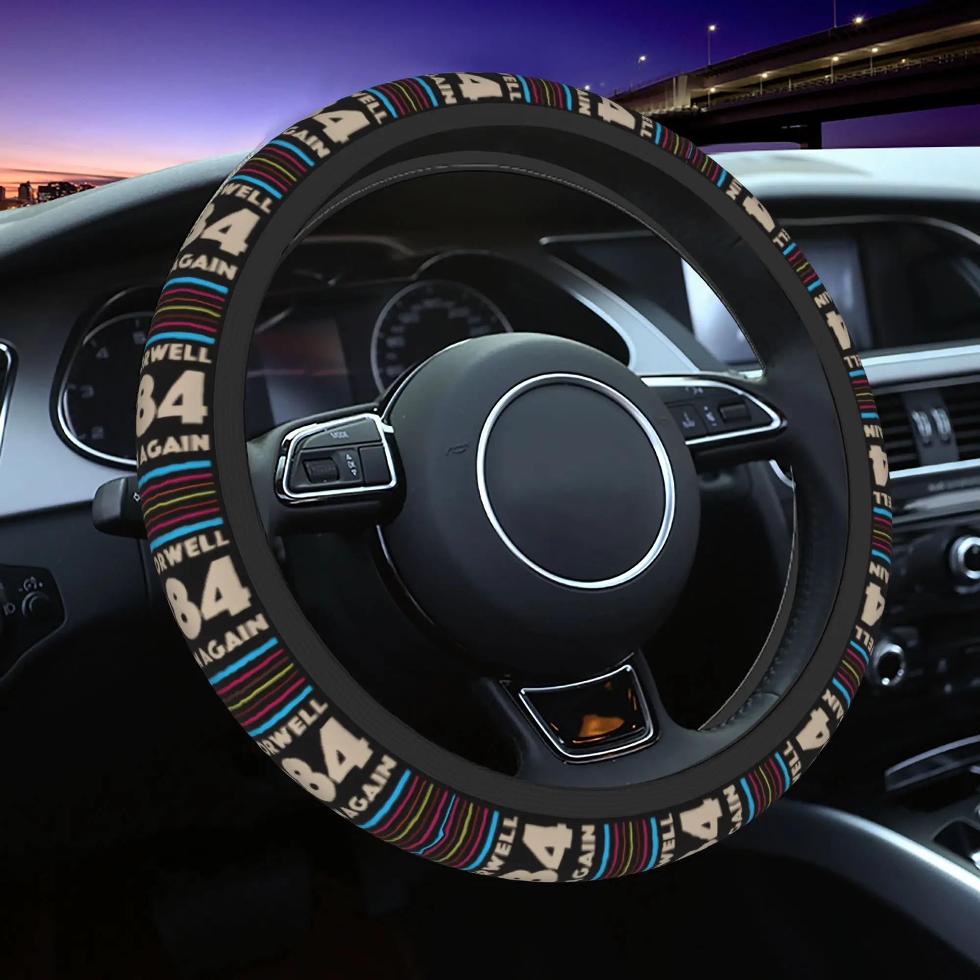 1984 Make Orwell Fiction Again Car Steering Wheel Cover 38cm Non-slip Dystopian World Protector Fashion Car-styling Accessories