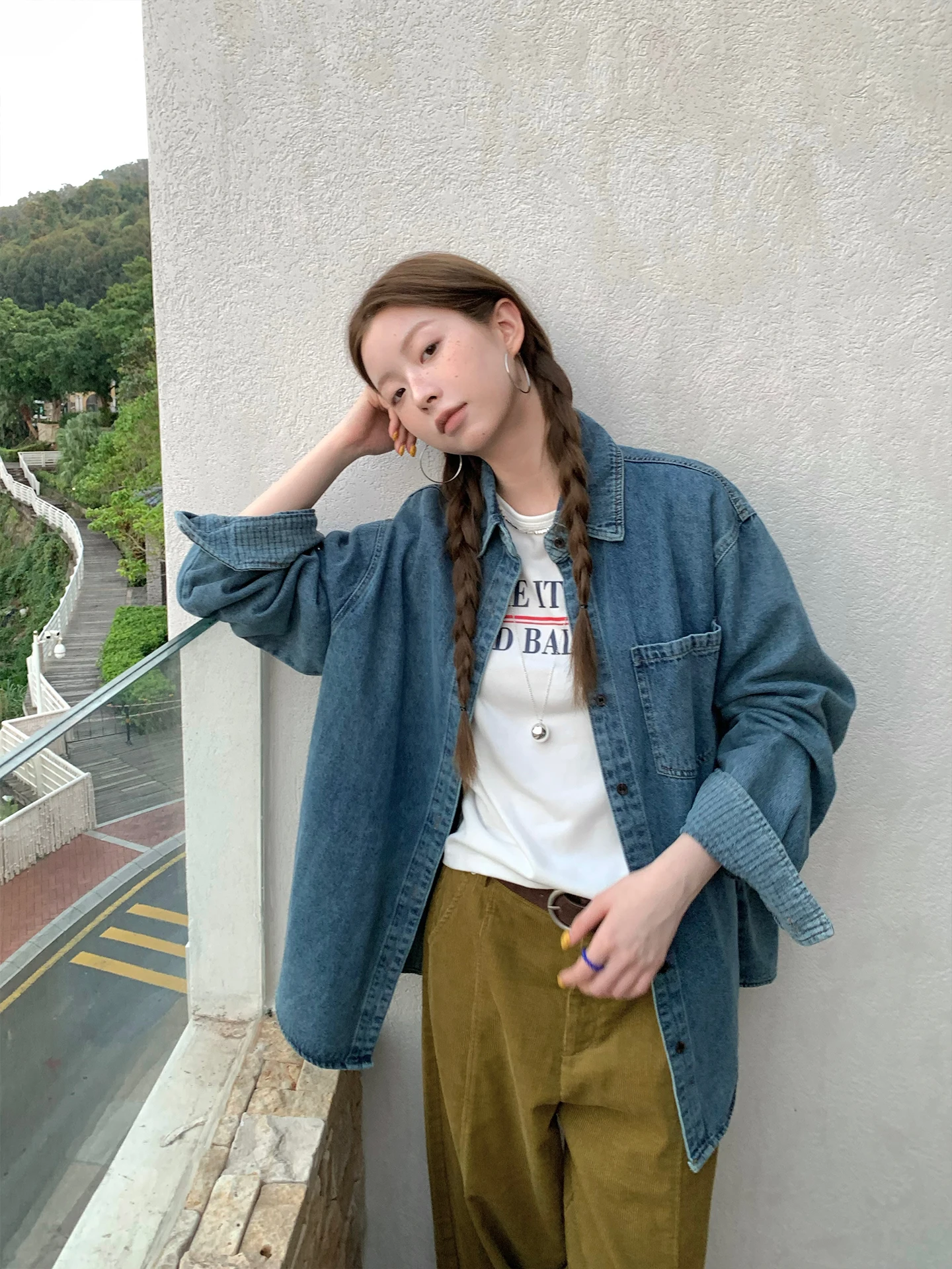 COK Winter Commute Sle Women's Denim Jaet with Inner Fine Plaid Loose Fit Long Sve Cotton Polyester Blend