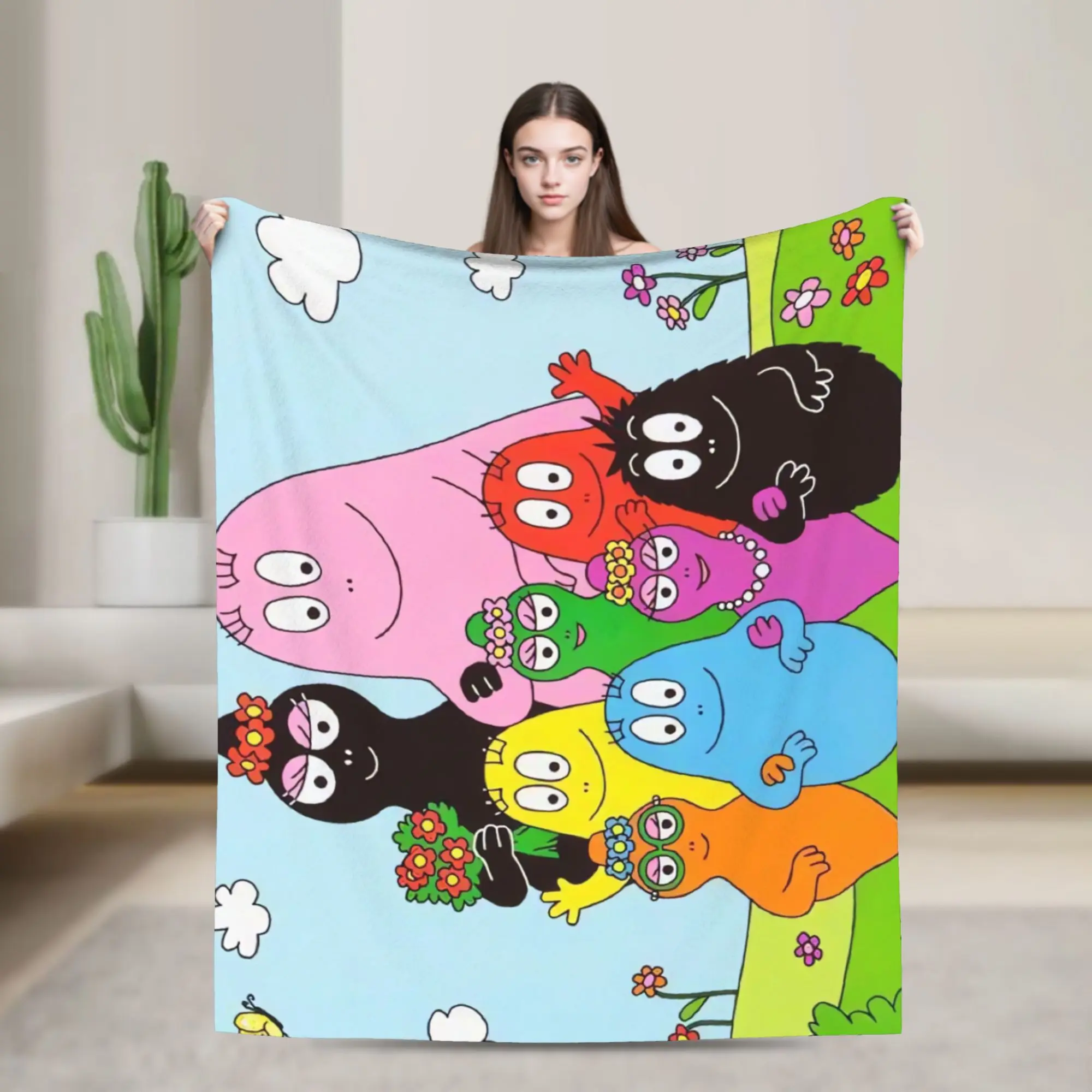 Super Warm Blanket Decorative Barbapapa Barbamama Throw Blanket  Flannel Bedspread For Outdoor Funny Sofa Bed Cover
