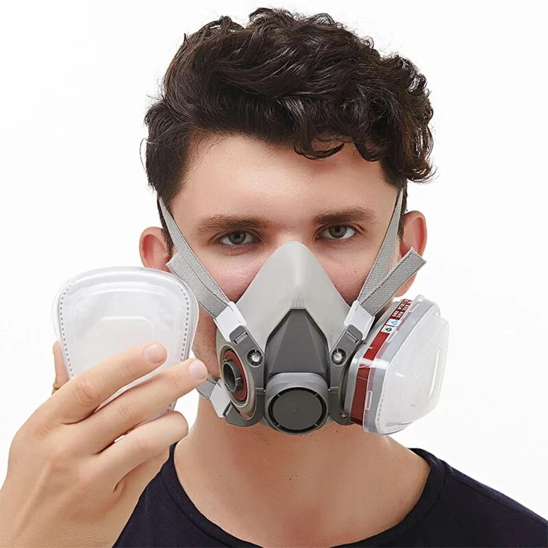 8In1 6200 Dust Gas Mask Half Face Gases Painting Spraying Resin Work Smoke Safety Proteciton Replaceable Filters Respirator