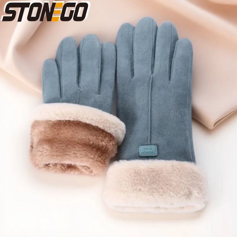 

1 пара женских перчаток, осенне-зимние милые пушистые теплые варежки, варежки с длинными пальцами, женские спортивные перчатки на открытом воздухе, женские перчатки с сенсорным экраном