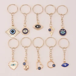 10pcs Metal Keyring Party Favors，Classic Alloy Evil Eye Keychain Purse Bag Backpack Accessory Charm Birthday Party Favors Gift