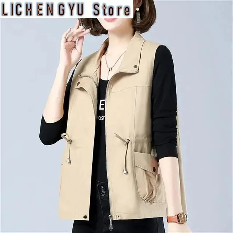 

Women Vest Coat Spring Middle Aged Mother Temperament Lady Jacket Sleeveless Loose Fitting Elegant Female Waistcoat Tops