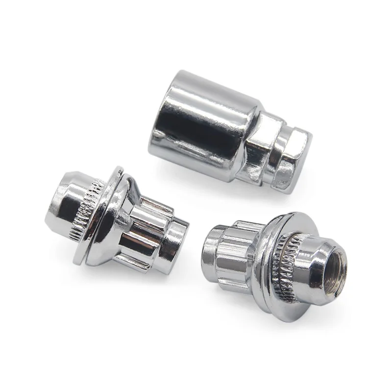 Car Chrome-plated Anti-theft Wheel Screw Bolt Lock Nut Flat Head Nut Wheel Hub Anti-theft Nut M12 * 1.5 for Toyota Mitsubishi