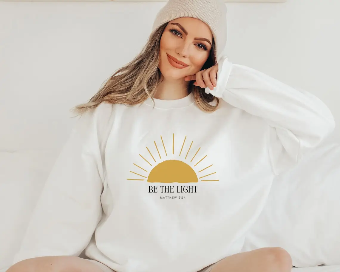 Be The Light Sweatshirt Christian Sweatshirt Matthew 5:14 Sweatshirt Bible Verse Crewneck Religious Sweatshirt Church Sweat