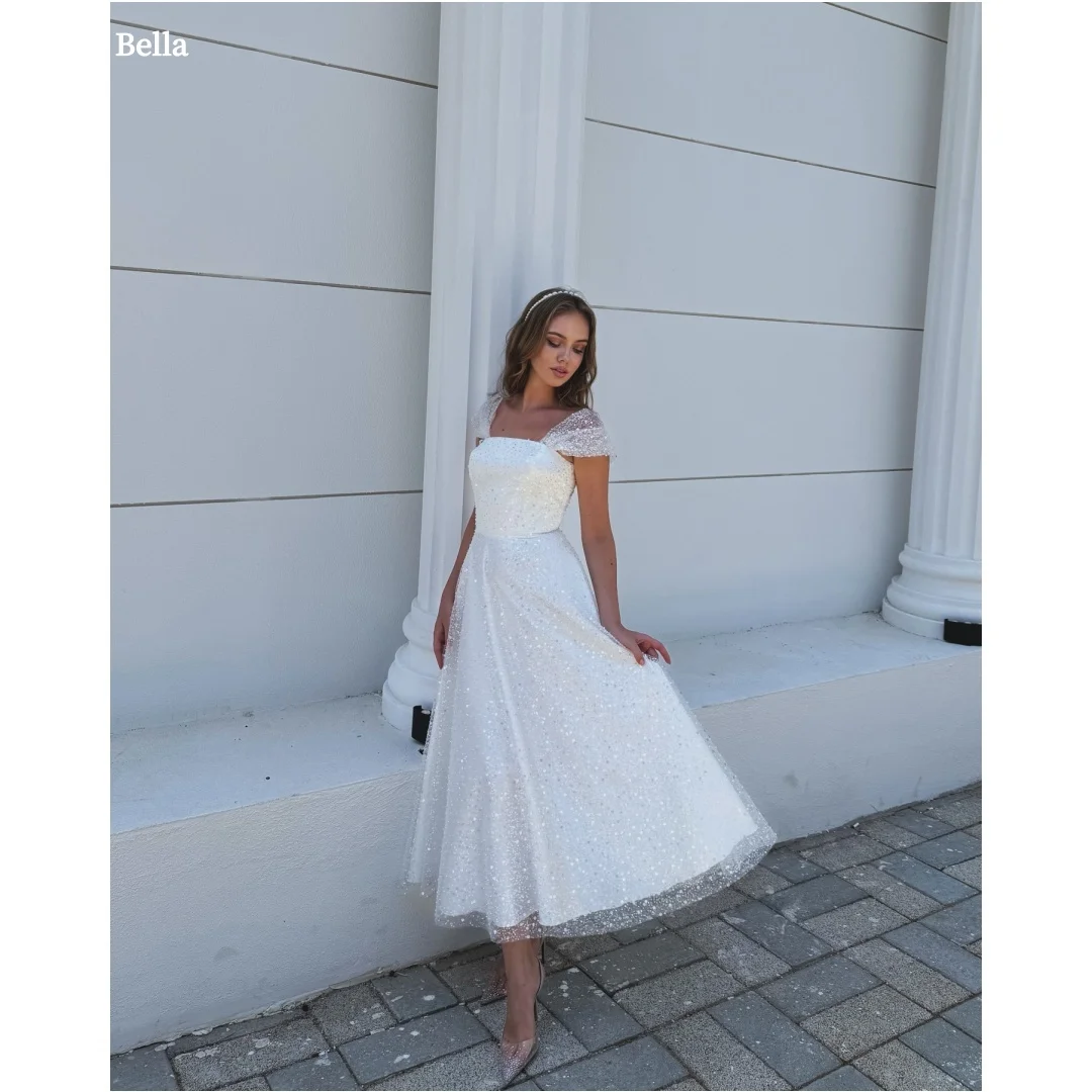 

Bella Customized White Sequins Shawl robes de soirée Strapless Backless Sleeveless Party Dresses Ankle-Length Prom Dress 2025