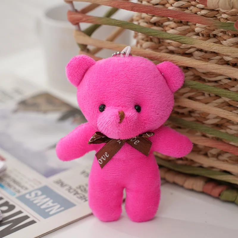 NONE 30 stücke Neue 21 Farbe Mini Bär Plüsch Puppe Schlüsselbund 12 cm Nette Bunte Bär Tier Stofftiere Für Mädchen tasche Anhänger Kinder Geschenke 9