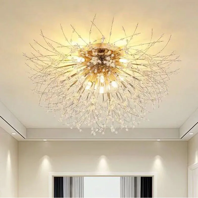 Nordic dandelion ceiling lamp light chandelier  modern crystal lamp living room bedroom and corridor interior decorative lamp