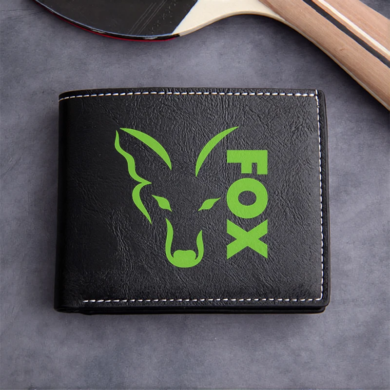 FOX Brand Premium PU Leather Wallet Minimalist Design Lightweight Durable Men's Compact Wallet with Bold Green Fox Logo
