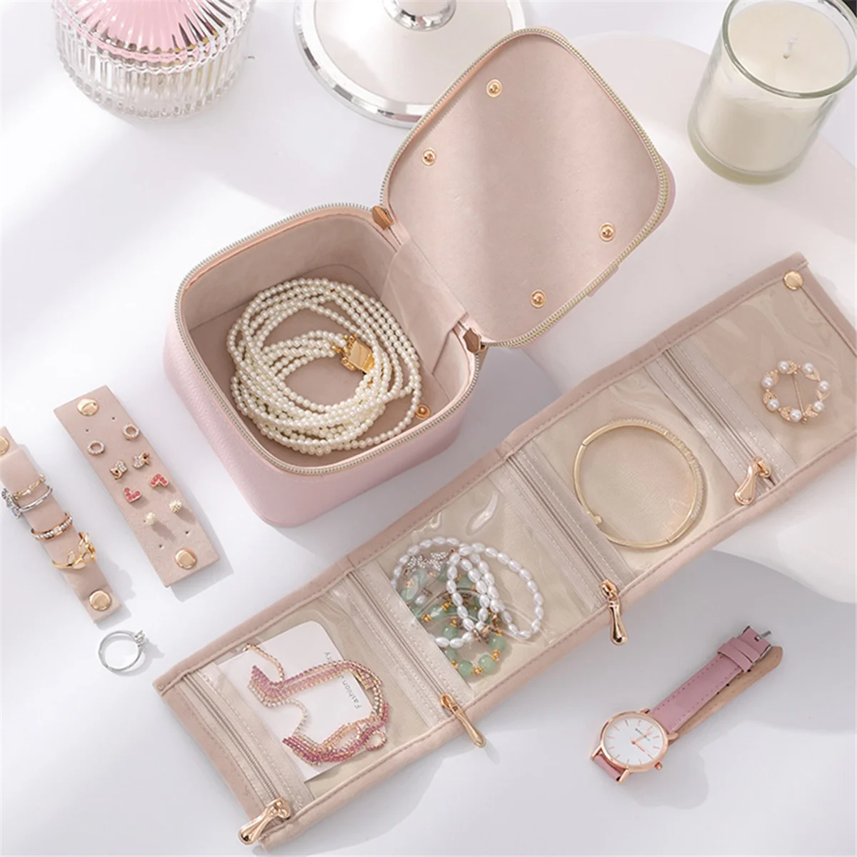 ABQR дорожный футляр для ювелирных изделий, органайзер для хранения, дорожный органайзер для ювелирных изделий, портативный дорожный футляр для ювелирных изделий, шкатулка для драгоценностей B