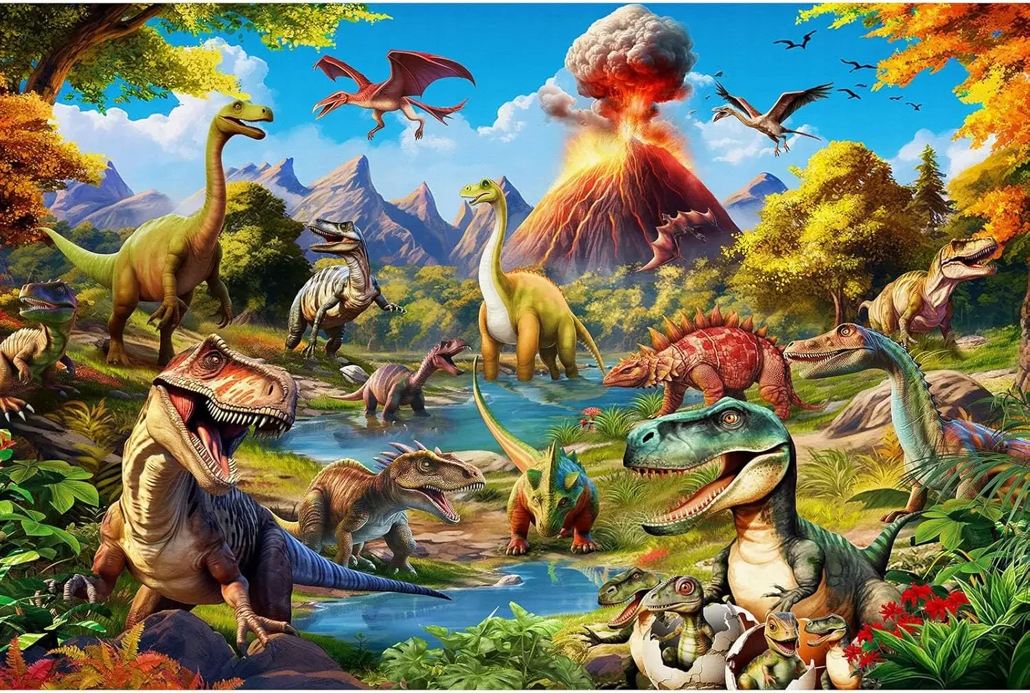 

Adults Wooden Puzzle Dinosaur World Landscape Relaxing Challenge Premium Quality Jigsaw Puzzle Perfect Holiday Birthday Gifts