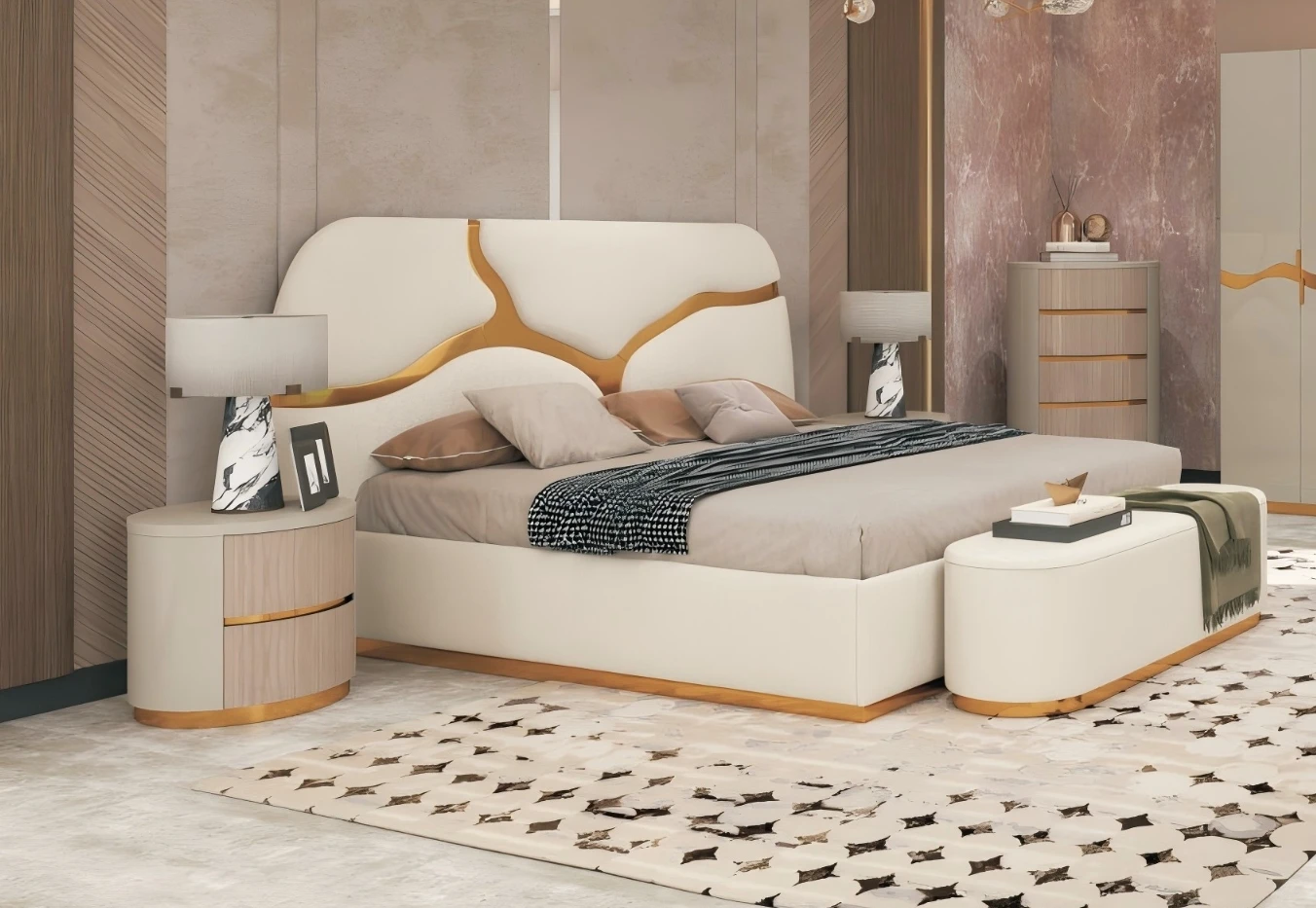 

Новое поступление, комплект мебели для спальни, роскошная кровать размера «king-size», шкаф, наборы для спальни из МДФ, мебель для дома, комплект для спальни