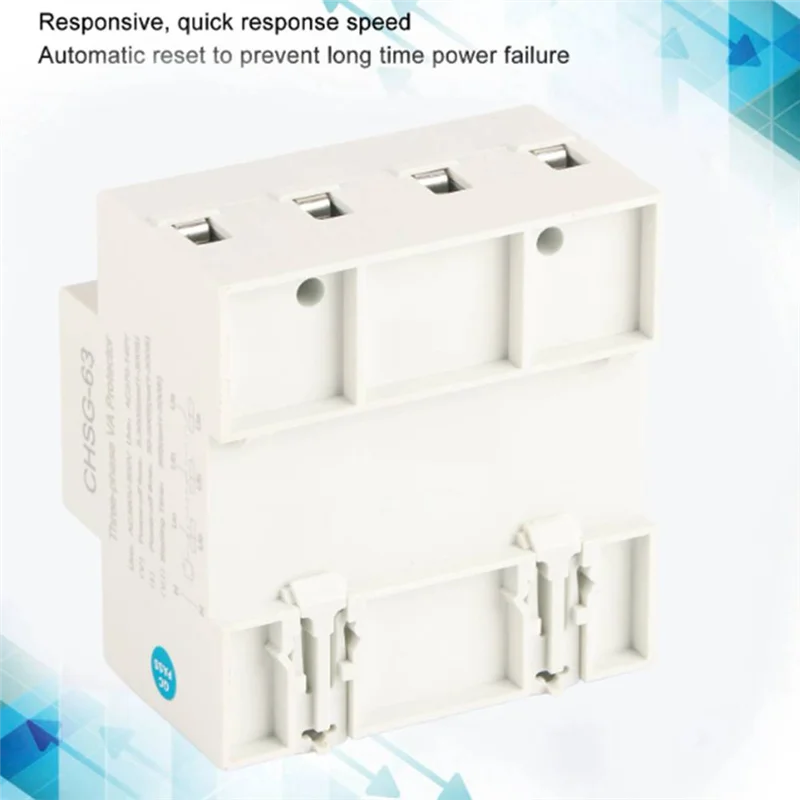 AC56-3 Phase DIN Rail Voltmeter Ammeter Automatic Overvoltage Overcurrent Protector AC 390‑500V