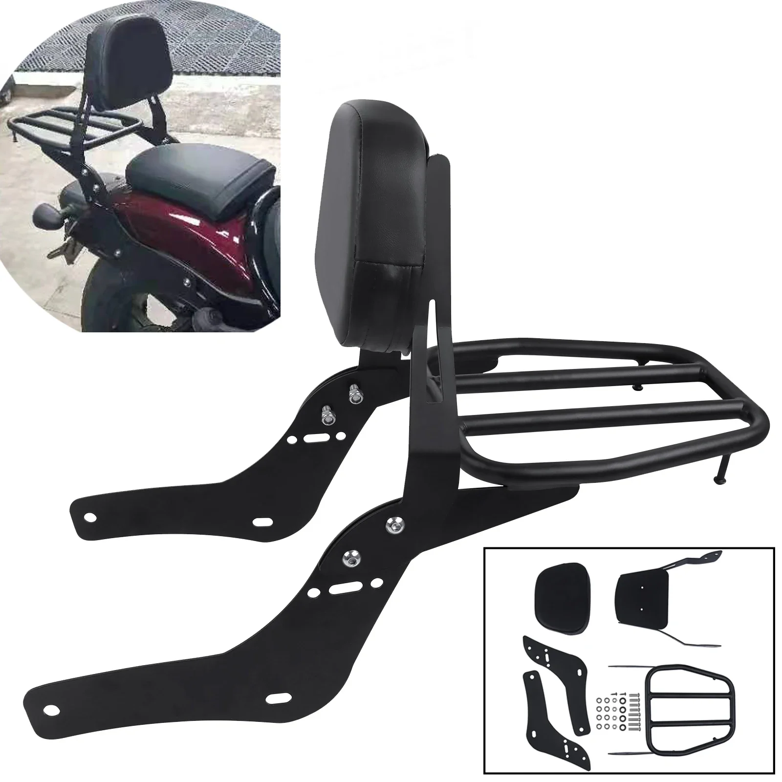 For Honda Rebel 1100T CMX1100 CM 1100 2017-2026 CMX 1100 2025 Sissy Bar Detachable Backrest Luggage Rack Passenger Rear Seat