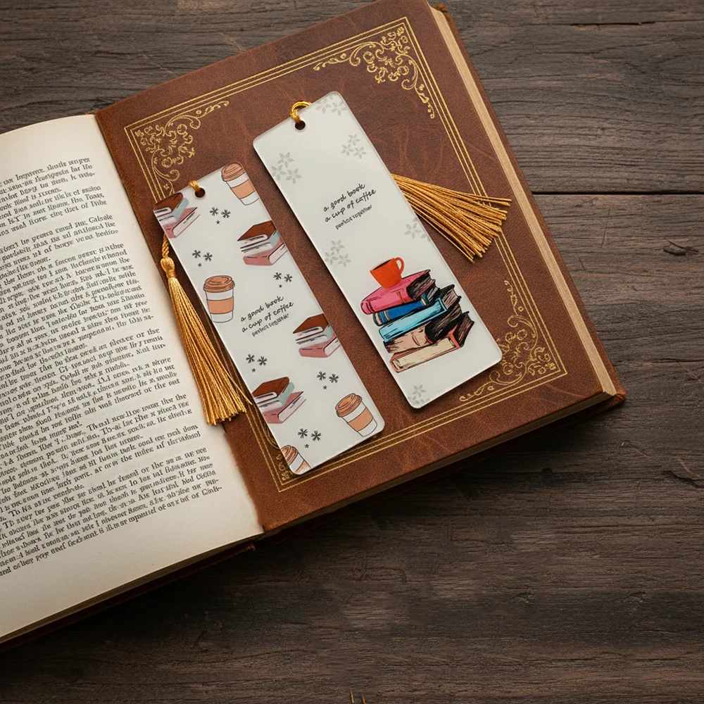 

Book and Coffee Acrylic Bookmarks Reading Lover Reading Accessories Book Club Bookish Gifts Reading Gifts for Women