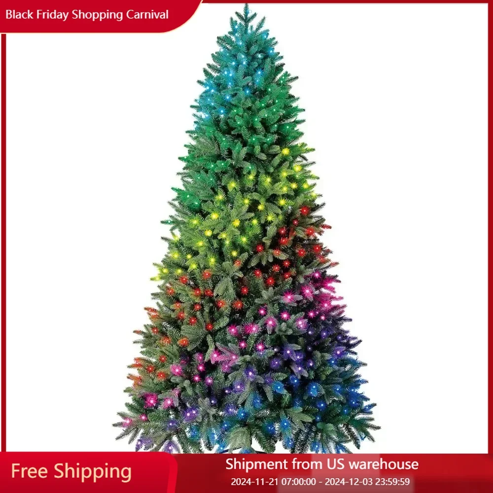 Artificial Christmas Tree 7.5 ft Twinkly Pre-Lit Aspen Pine Quick Set , App-Controlled Multi-Color RGB Lights Christmas Tree