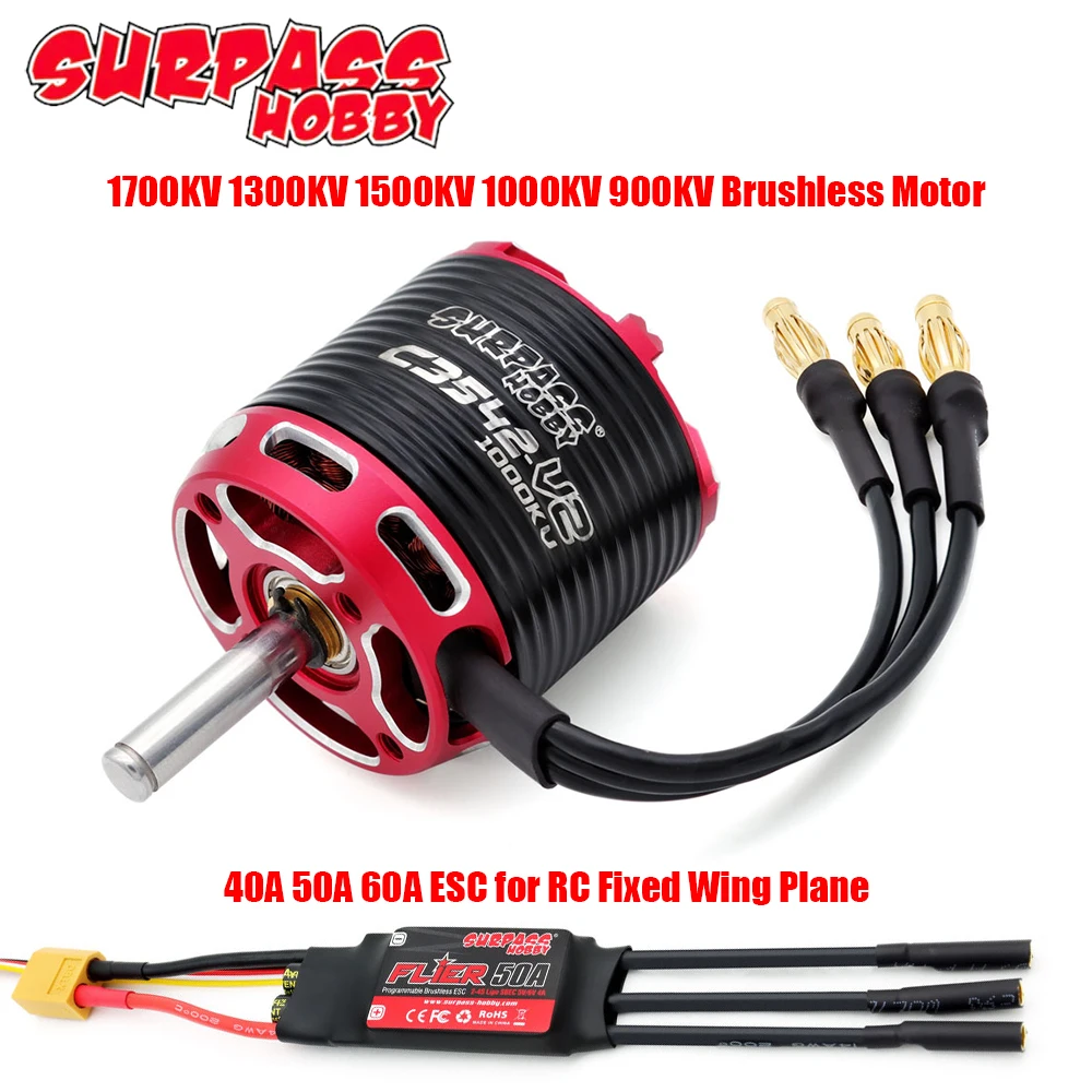 Ponad HOBBY 1700KV 1300KV 1500KV 1000KV silnik bezszczotkowy 900KV 40A 50A 60A ESC zestaw Combo dla RC puszczania samolotów części samolotu