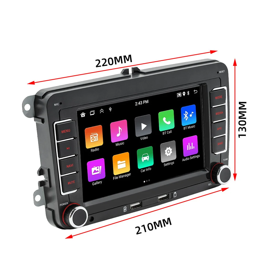 2 Din HD 7inch Car Media Video RDS Airplay Car Radio CarPlay Android Auto Stereo Audio For VW/Seat/Skoda/Passat/Golf/Polo