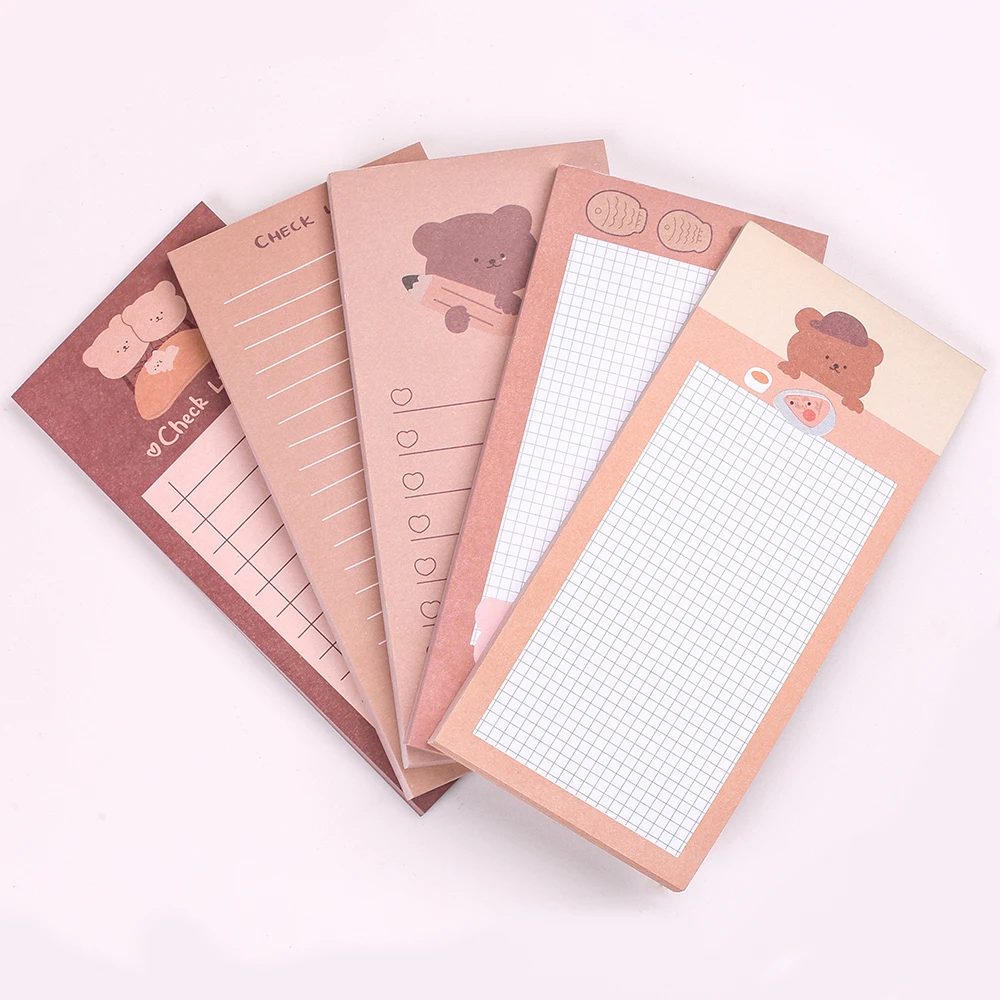 Vintage Bear Non-Sticky Note Lined Dotty Memo Pad Paper Notepad Stationery Notebook Agenda Day Planner Check Shopping List To Do