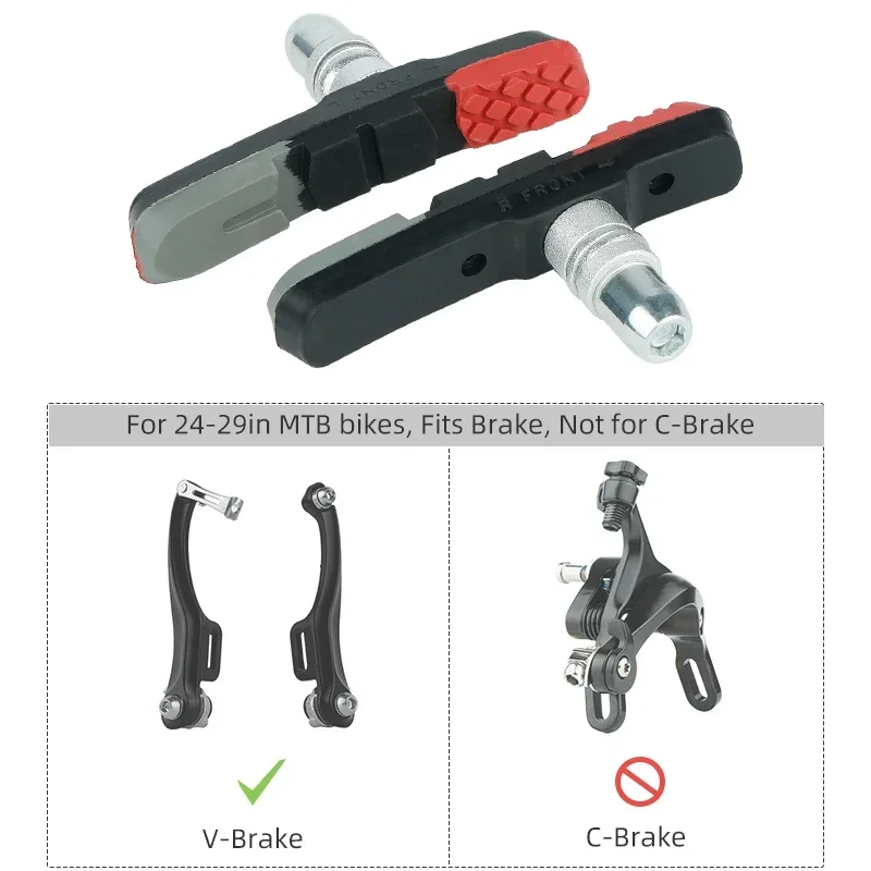 Robust Hard Wearing Rubber Blocks for MTB Linear Pull V Clamp Braking 70mm V-brake Pads for Metal Rim Wet Dry Conditions