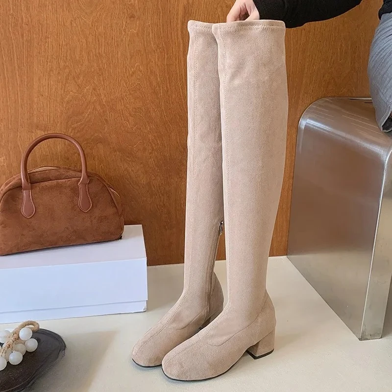 

Women's 2026 Autumn and Winter New Thin Chunky Heel Stretch Boots Autumn Versatile High Heels