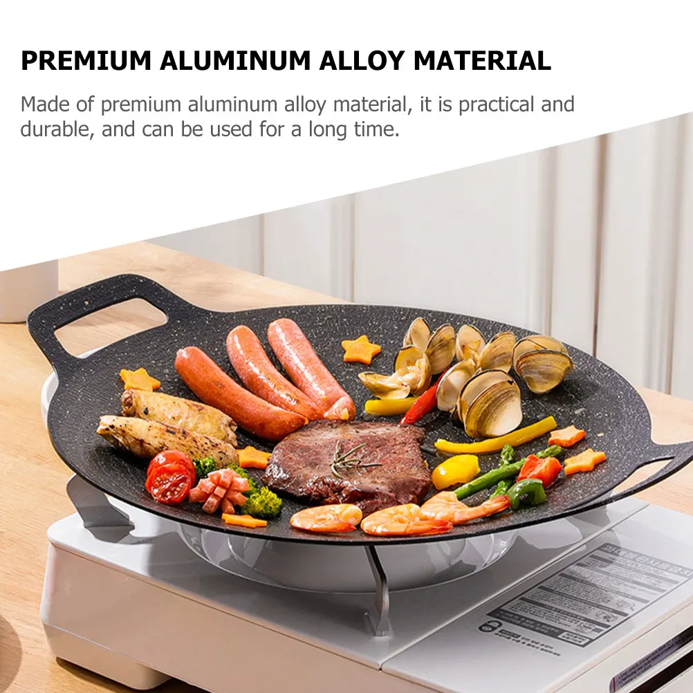 

Korean Bbq Grill Aluminum Alloy Non-Stick Barbecue Grilling Pan Even Heating Outdoor Camping Meat Vegetable Grill Tray