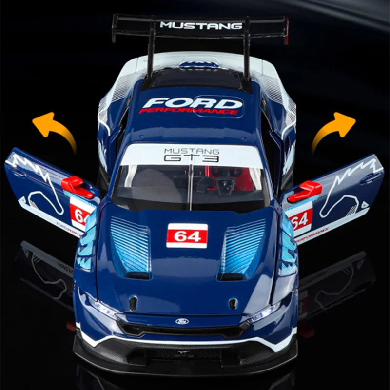 

1:24 Ford Mustang GT3 #64 Alloy Track Racing Car Model Diecasts Metal Muscle Sports Car Vehicles Model Sound Light Kids Toy Gift