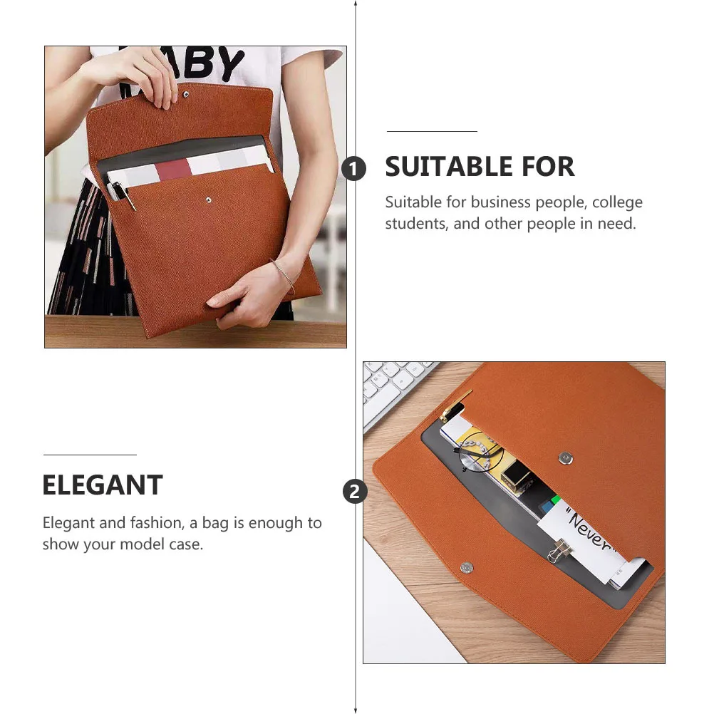 PU A4 منظم المستندات المفاجئة زر الأعمال حقيبة سفر الرجال طلاب الجامعات أنيقة عصرية