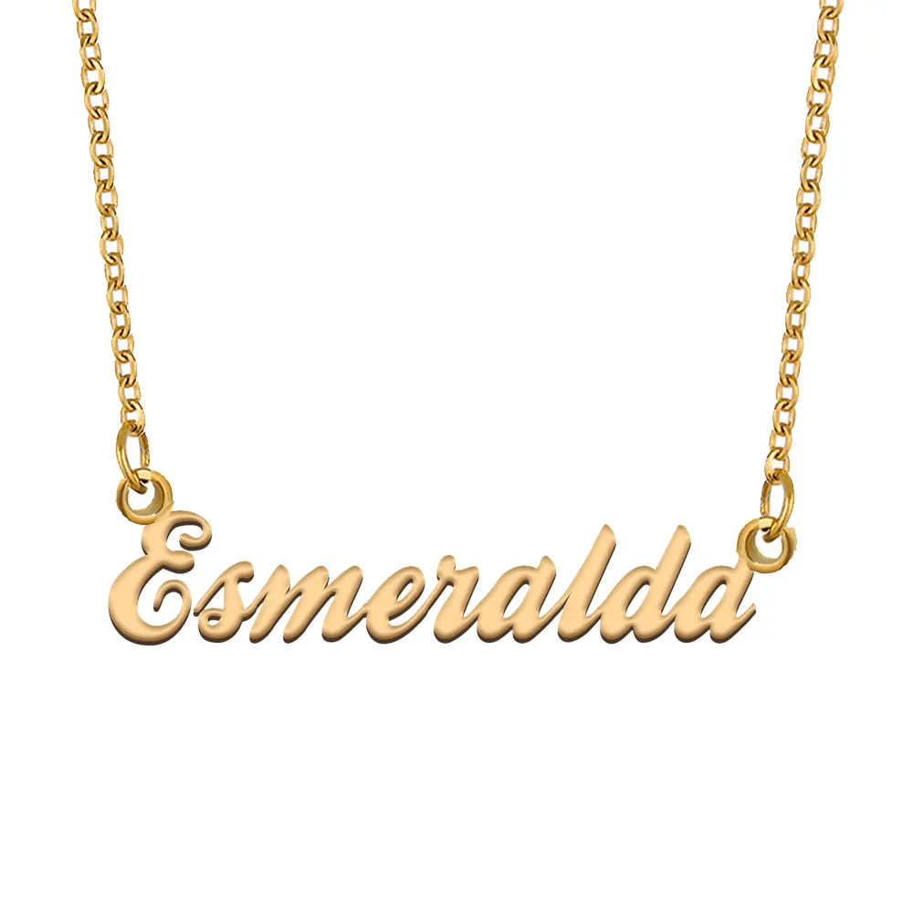 

Esmeralda Name Necklace for Women Stainless Steel Jewelry Gold Plated Nameplate Pendant Femme Mothers Girlfriend Gift