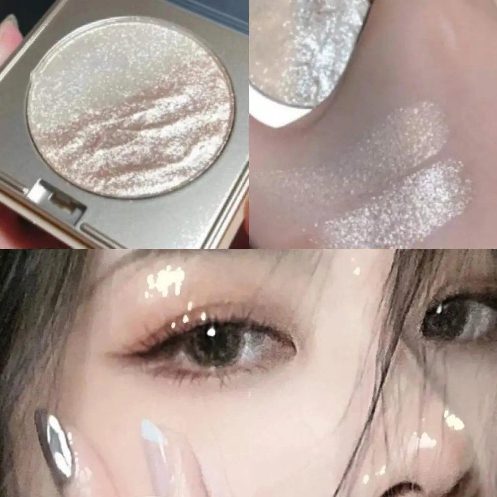 2 色グリッターアイシャドウ水光壊れ感長期的な防水アイシャドウ真珠光沢のあるグリッターハイライターメイクアップ